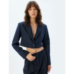 Koton Crop Blazer Ceket Kruvaze Uzun Kollu - 42 - Lacivert