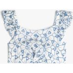 Koton Crop Bluz Askılı Fırfırlı Çiçek Desenli Fisto Detaylı - Mavi - 11 - 12 Yaş