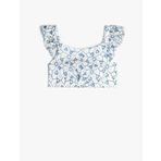 Koton Crop Bluz Askılı Fırfırlı Çiçek Desenli Fisto Detaylı