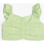 Koton Crop Bluz Askılı Fistolu Büzgü Detaylı Fırfırlı - Yeşil - 11 - 12 Yaş