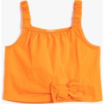 Koton Crop Bluz Askılı Fiyonk Detaylı Pamuklu - 11 - 12 Yaş - Turuncu