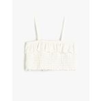 Koton Crop Bluz Askılı Gipe Detaylı Fırfırlı