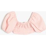 Koton Crop Bluz Balon Kollu Büzgü Detaylı - 11 - 12 Yaş - Pembe