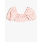 KOTON Crop Bluz Balon Kollu Büzgü Detaylı