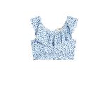 Koton Crop Bluz Düşük Omuz Fırfırlı Çiçek Desenli