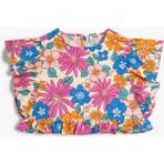 Koton Crop Bluz Fırfır Detaylı Bisiklet Yaka Pamuklu - 11 - 12 Yaş - Ekru