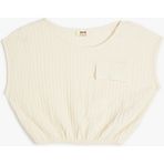 Koton Crop Bluz Kolsuz Dokulu Beli Lastikli - Ekru - 13 - 14 Yaş