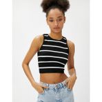 Koton Crop Fitilli Atlet Basic Halter Yaka - XS - Siyah - Beyaz