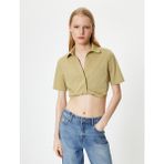 Koton Crop Gömlek Kısa Kollu Cep Detaylı - Yeşil - 38