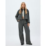 Koton Crop Kaşe Ceket Düğmeli Cepli - Siyah - 42