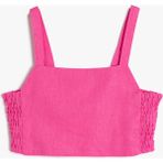 Koton Crop Keten Bluz Askılı Arkası Pencere Detaylı Gipeli - Pembe - 11 - 12 Yaş