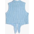 Koton Crop Kolsuz Gömlek Belden Bağlamalı Pötikareli - 9 - 10 Yaş - Mavi
