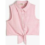 Koton Crop Kolsuz Gömlek Belden Bağlamalı Pötikareli10 - 6 - 7 Yaş - Pembe