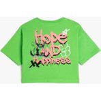 Koton Crop Oversize Tişört Arkası Baskılı Kısa Kollu Bisiklet Yaka Pamuklu - 7 - 8 Yaş - Yeşil