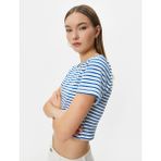 Koton Crop Tişört Slim Fit Ribanalı Kısa Kollu Bisiklet Yaka - Lacivert
