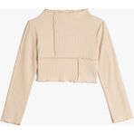 Koton Crop Tişört Uzun Kollu Dik Yaka Kaşkorse - 5 - 6 Yaş - Ekru