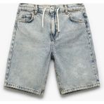 Koton Denim Şort Beli Bağlamalı Düğmeli Cepli Erkek Çocuk Mavi Desensiz Pamuklu Rahat Fit - 5 - 6 Yaş