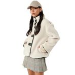 Koton Dik Yaka Kaban Peluş Biye Detaylı Düğmeli Uzun Kollu