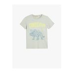 Koton Dinozor Baskılı Pamuklu Gri Erkek Çocuk T-shirt 5skb10153tk