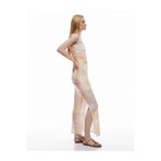 Koton Drape Detaylı Astarlı Soyut Desenli Slim Fit Uzun Straplez Elbise
