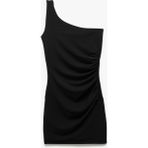 Koton Drape Detaylı Krep Scuba Kumaş Tek Omuz Mini Elbise