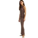 Koton Drapeli Kolsuz Slim Fit Bisiklet Yaka Viskon Karışımlı Uzun Elbise Bürümcük