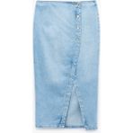 Koton Düğme Detaylı Yırtmaçlı Midi Denim Etek - Mavi - 38