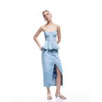 Koton Düğme Detaylı Yırtmaçlı Normal Bel Slim Fit Midi Denim Kalem Etek