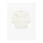 Koton Düğmeli Crop Bebe Yaka Ekru Kız Çocuk Bluz 6Skg60066Aw