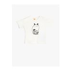 Koton Ekru Erkek Bebek Bisiklet Yaka Regular Fit Baskılı T-Shirt 5SMB10076TK-A