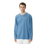 KOTON Erkek 4WAM70246MK Kapüşonlu Uzun Kollu Slogan Baskılı Sweatshirt, Mavi (604), L