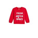 KOTON Erkek Bebek 4WMB10066TK Bisiklet Yaka Uzun Kollu Slogan Baskılı Sweatshirt, Kırmızı (420), 6/9 Ay