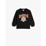 KOTON Erkek Bebek 4WMB10171TK Bisiklet Yaka Uzun Kollu Slogan İşlemeli Sweatshirt, Lacivert (711), 12/18 Ay