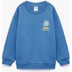 Koton Erkek Bebek Baskılı Uzun Kollu Bisiklet Yaka Pamuklu Şardonlu Sweatshirt - Mavi - 4 - 5 Yaş
