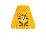 KOTON Erkek Bebek Kapüşonlu Uzun Kollu Hayvan Baskılı Sweatshirt, Sarı, 9/12 Ay