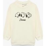 Koton Erkek Bebek Lisanslı Snoopy Baskılı Uzun Kollu Pamuklu Sweatshirt - Ekru - 24 - 36 Ay
