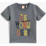 Koton Erkek Bebek Slogan Baskılı Kısa Kollu Tişört - 6 - 9 Ay - Mavi