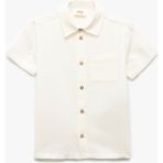 Koton Erkek Çocuk Basic Kısa Kollu Gömlek Cep Detaylı Yaz Stilinde Regular Fit Keten Karışımlı - Beyaz - 6 - 7 Yaş