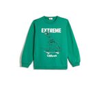 KOTON Erkek Çocuk Bisiklet Yaka Uzun Kollu Dinozor Baskılı Sweatshirt, Yeşil, 6/7 Yaş
