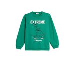 KOTON Erkek Çocuk Bisiklet Yaka Uzun Kollu Dinozor Baskılı Sweatshirt, Yeşil, 6/7 Yaş