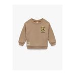 Koton Erkek Çocuk Bisiklet Yaka Uzun Kollu Şardonlu Aslan Baskılı Sweatshirt, Kahve, 3-4 Yaş