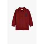 Koton Erkek Çocuk Oversize Polo Sweatshirt Uzun Kollu İşleme Detaylı Düğmeli