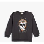 Koton Erkek Çocuk Pamuk Jersey Sweatshirt 5Wkb10124Tk 031 Grı Grafik Desenli Truvakar Kol - Gri - 6 - 7 Yaş