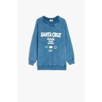 Koton Erkek Çocuk Pamuklu Baskı Detaylı Oversize Bisiklet Yaka Sweatshirt