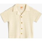 Koton Erkek Çocuk Polo Tişört Kısa Kollu Düğme Detaylı Bej Desenli Günlük Stil - 2 - 3 Yaş - Ekru