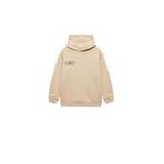Koton Erkek Çocuk Şardonlu Uzun Kollu Pamuklu Baskılı Oversize Kapşonlu Sweatshirt, Ekru, 13-14 Yaş