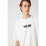 Koton Erkek Kırık Beyaz T-Shirt, 3XL Beden