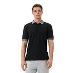 KOTON Erkek Polo Yaka Kısa Kollu Dar Kesim Tişört, Siyah (999), Xs