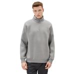 KOTON Erkek Polo Yaka Uzun Kollu Fermuar Detaylı Sweatshirt, Gri, S