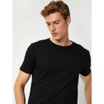 Koton Erkek Siyah Basic Kisa Kollu Bisiklet Yaka T-Shirt
